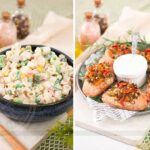 Linguiça Recheada e Salada de Macarrão